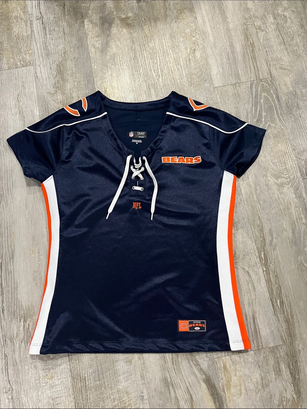 Chicago Bears jersey top Navy Lace-Up Fan Jersey Top - Bears Logo medium